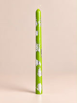 Green & Silver Taper Candle 16 – Decorative Metallic Leaf Taper Candle