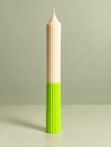 Lime Green & Ivory Ribbed Pillar Candle 21