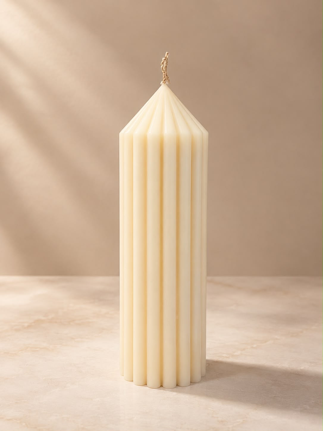 Fluted Cathedral Pillar Candle 5 – Tall Ribbed Decorative Candle